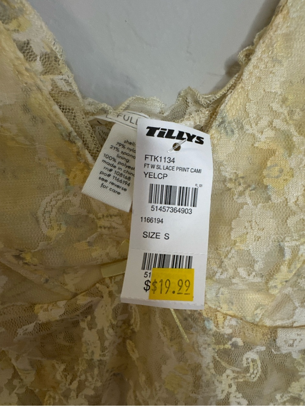 FULL TILT Lace Print Womens Cami Size Small - Picture 5 of 8